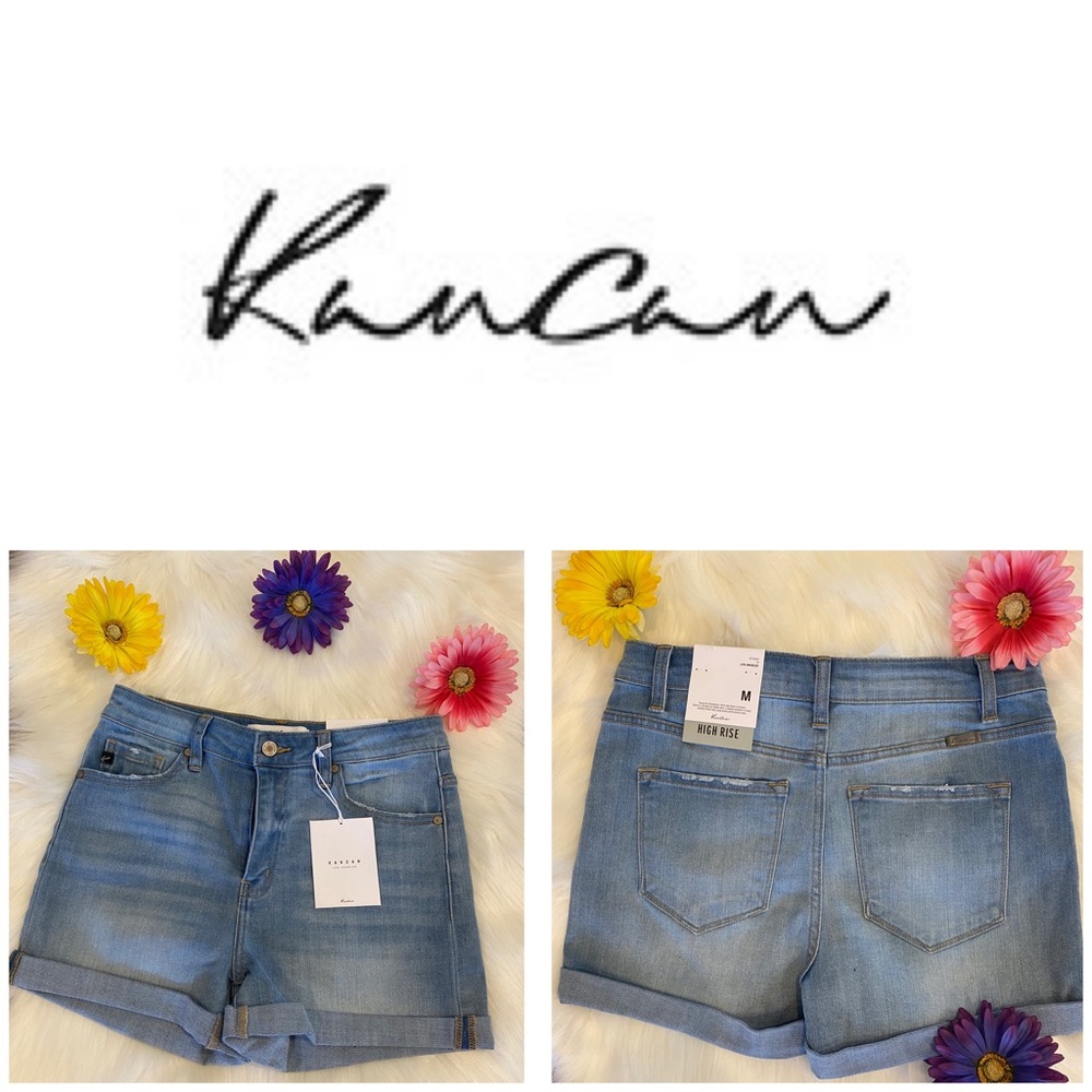 KanCan Cuffed Light Wash Jean Shorts